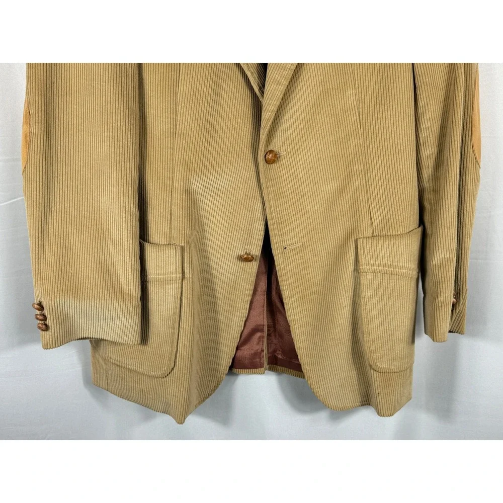 Brad Whitney Mens Vintage Tan Corduroy Western‎ Blazer Suede Yoke Size 40